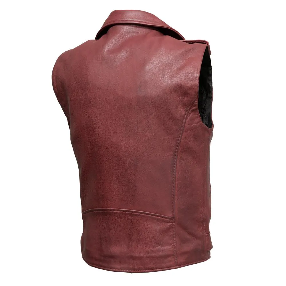 Red Leather "Roller" Motorcycle Vest