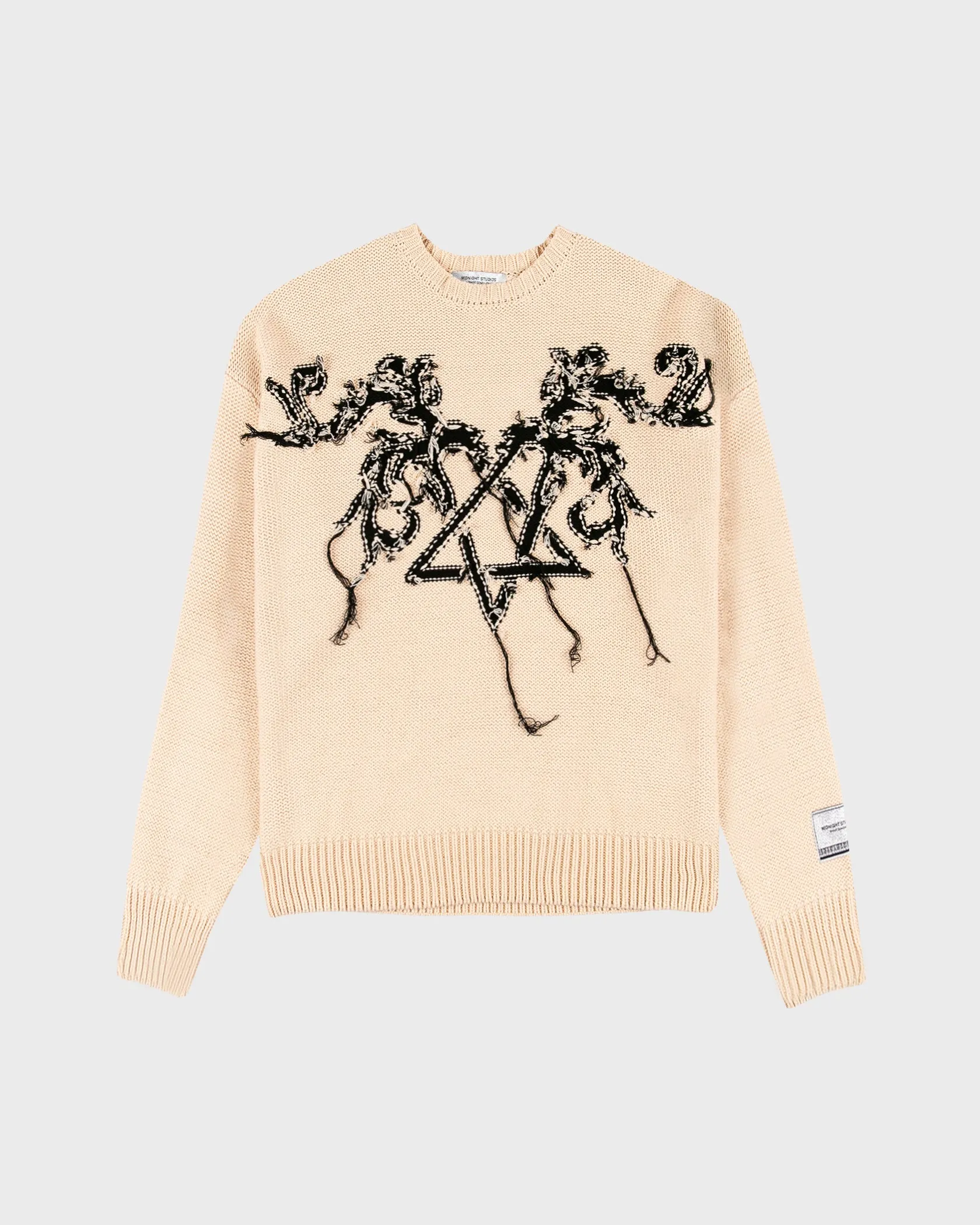 Reversed Heavy Knit Heartagram Sweater - Pearl