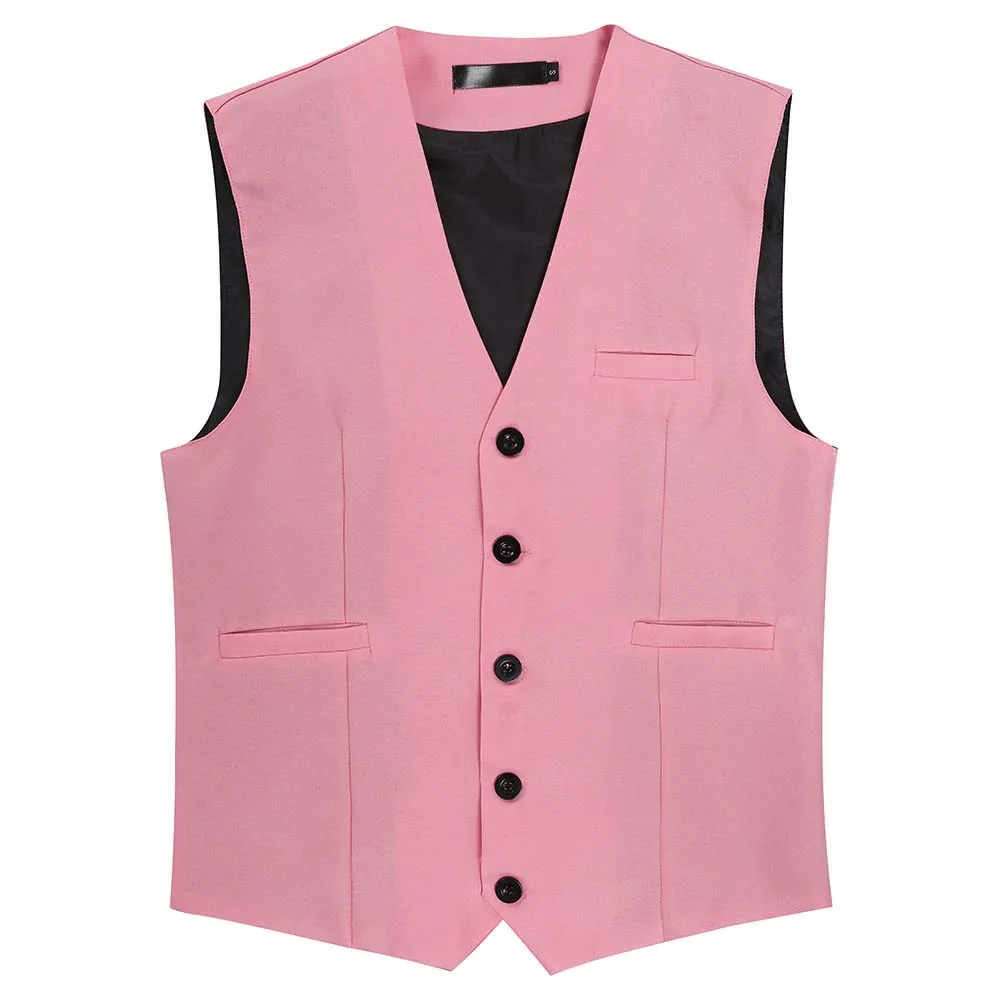 Slim Fit Single Breasted Pink Vest