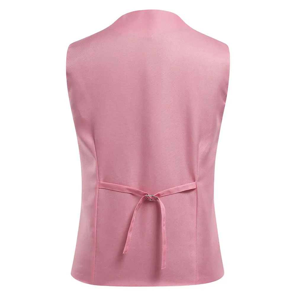 Slim Fit Single Breasted Pink Vest