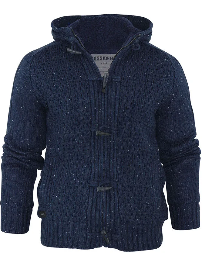 Stella Sherpa Lined Knitted Cardigan in Dark Navy - Dissident