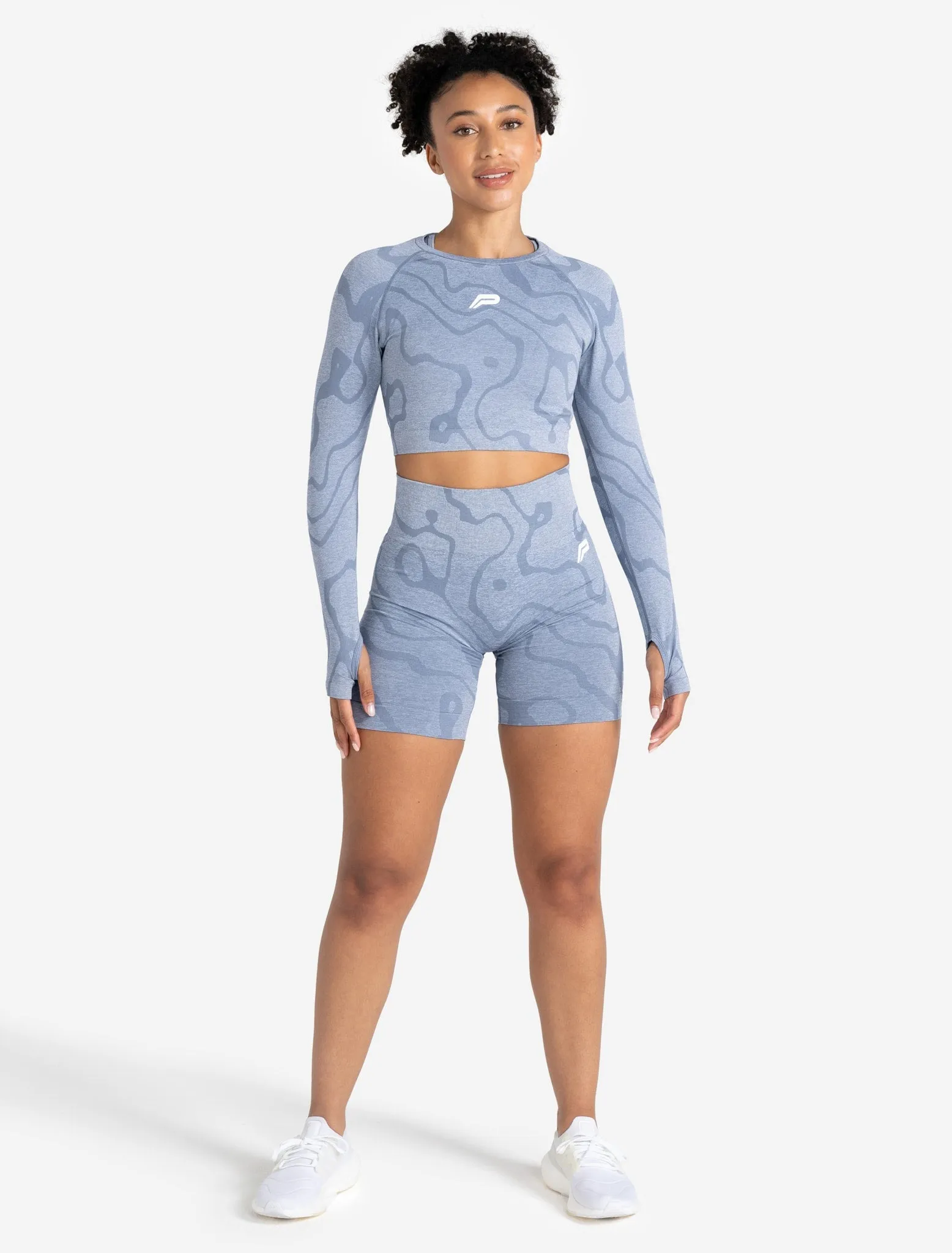 Sustainable Seamless Long Sleeve Crop Top - Blue