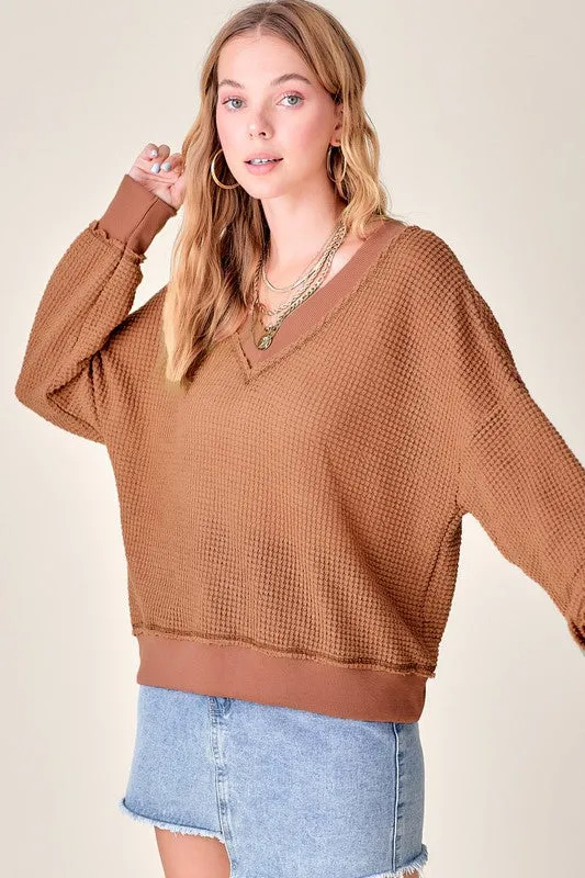 Top - "La Miel" Waffle Loose