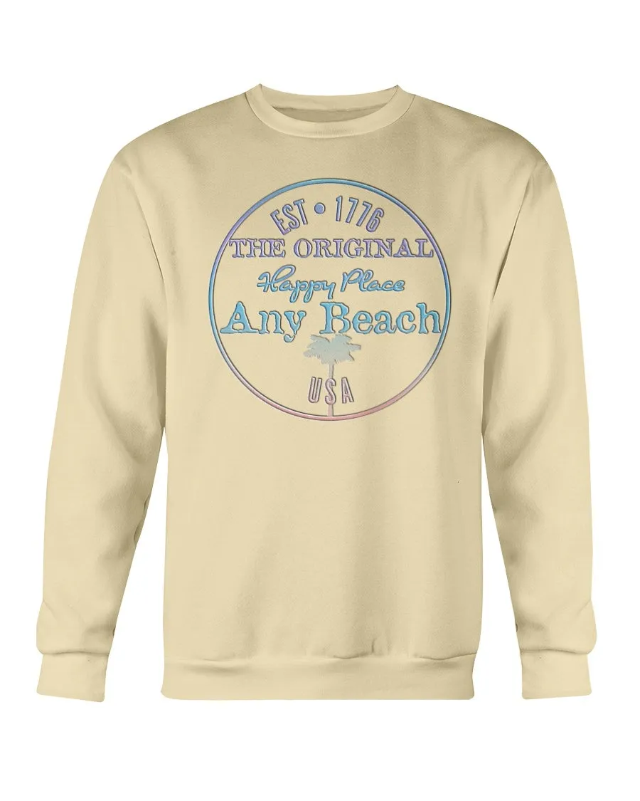 Unisex Premium Garment-Dyed Fleece Sweatshirt Any Beach is my Happy Place