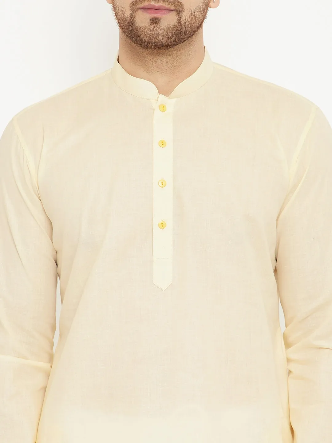 VASTRAMAY Men's Cream & White Kurta Set