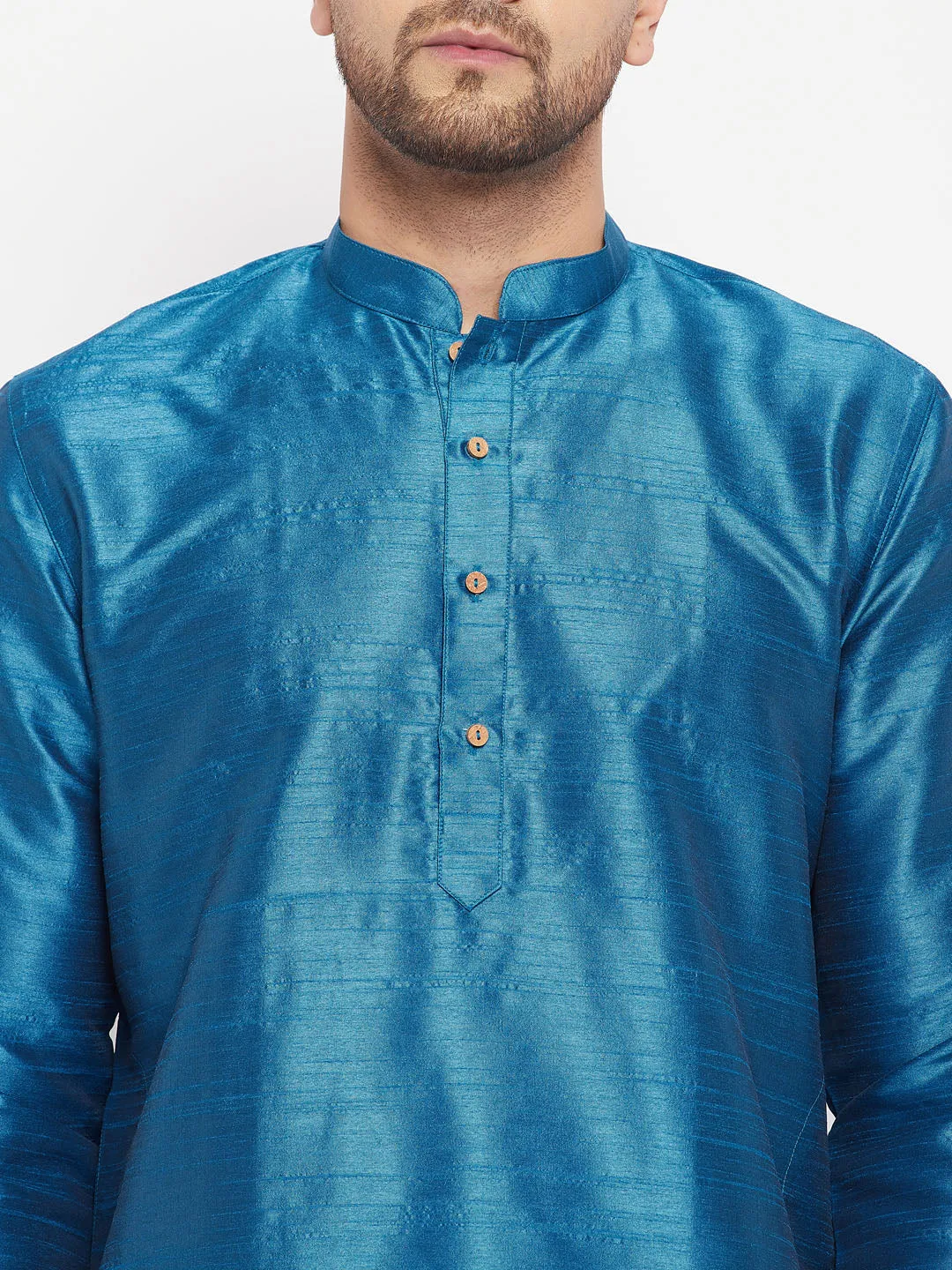 VASTRAMAY Men's Turquoise Blue Kurta and Pyjama