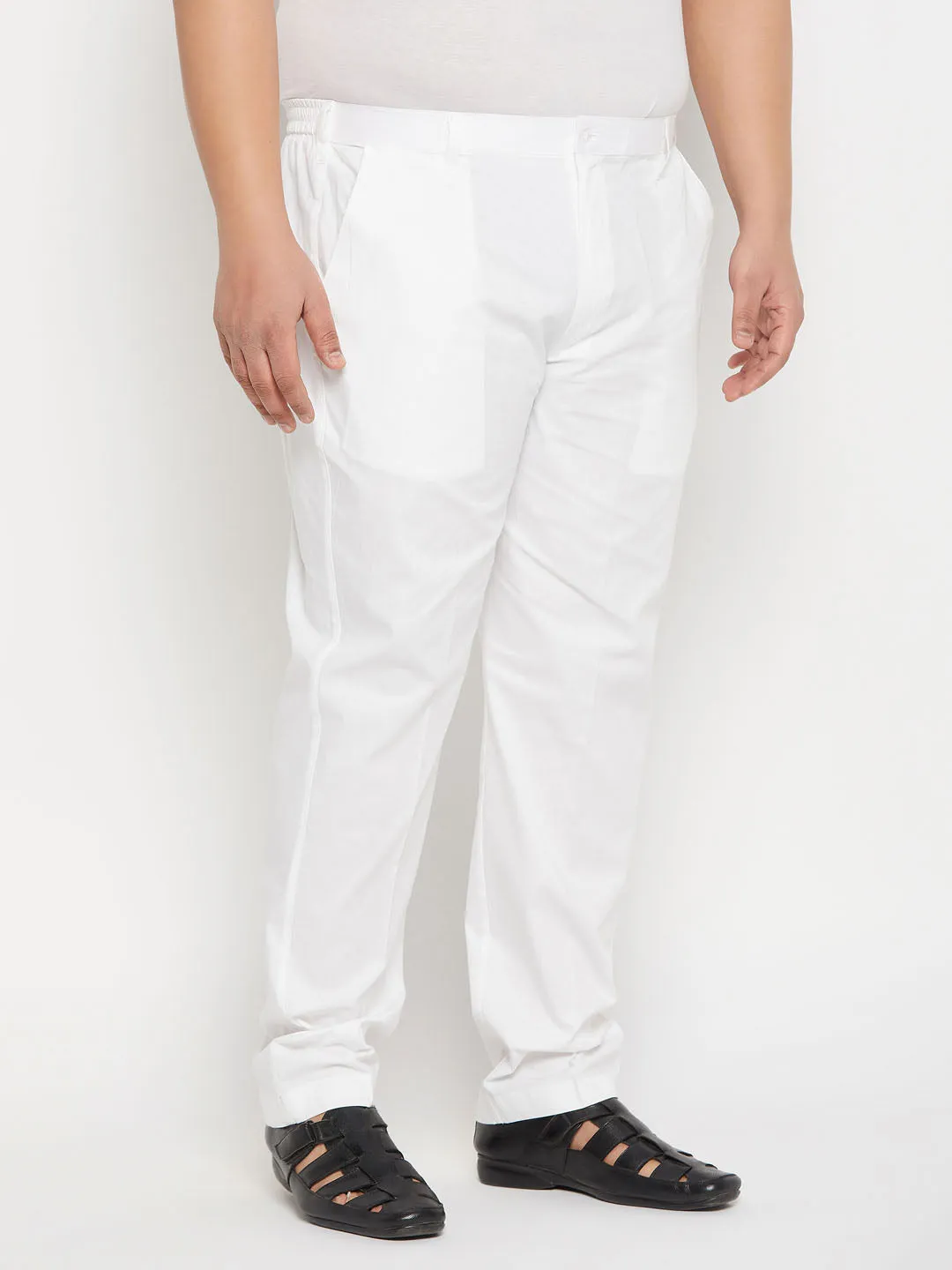 VASTRAMAY Men's White Pant Style Pyjama