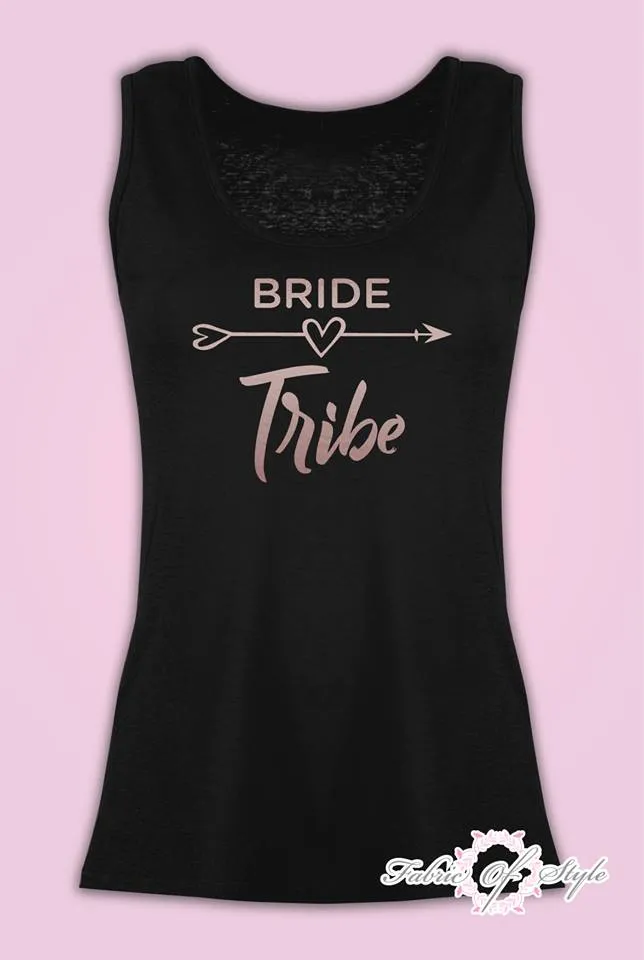 Vest Tank Top Hen Do Party Bride Tribe Wedding T-shirt Ladies Female Rose Gold