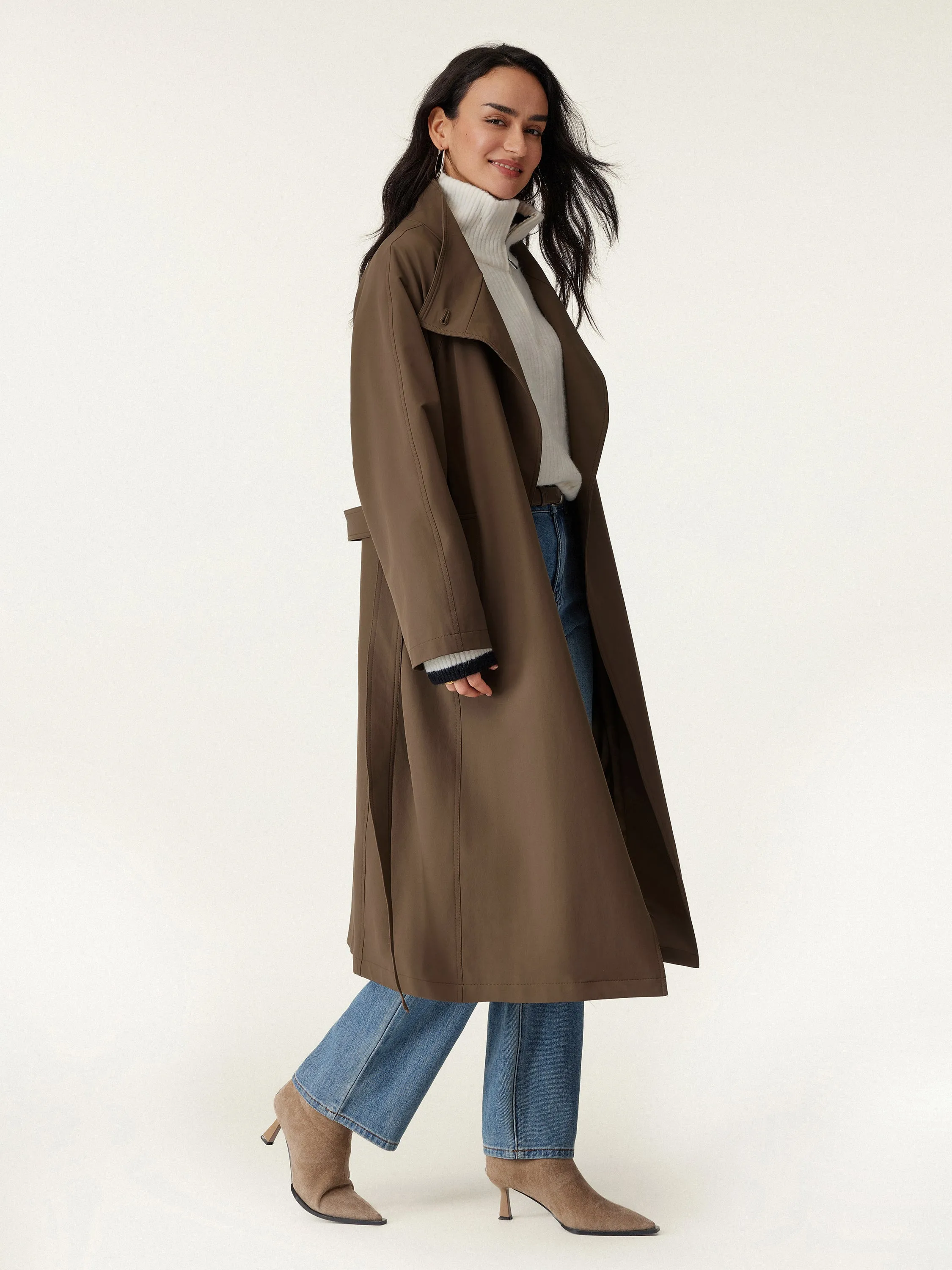 Water-Repellent Oversized Long Jacket