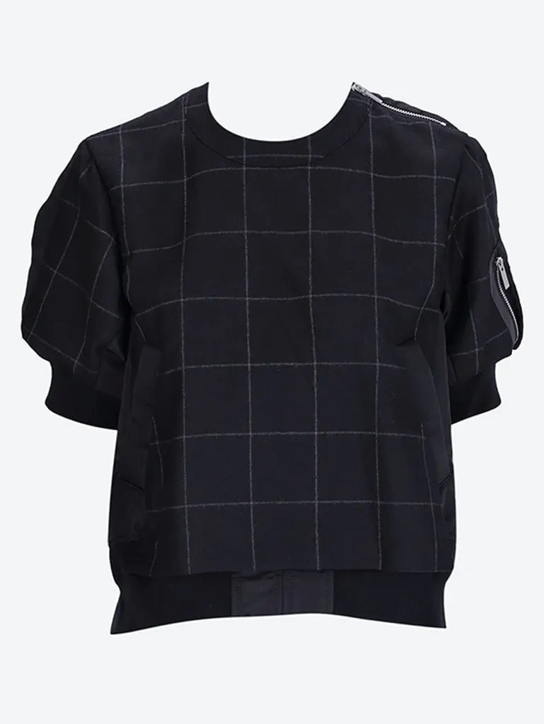 Windowpane  x nylon twill crewneck