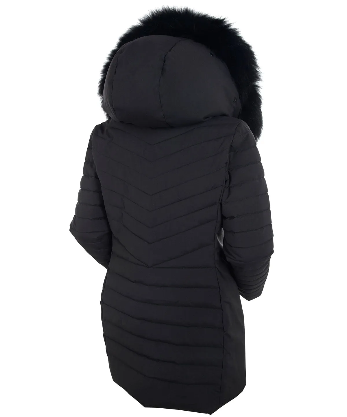 Women's River Waterproof Quilted 3/4 Coat with Removable Fur Ruff